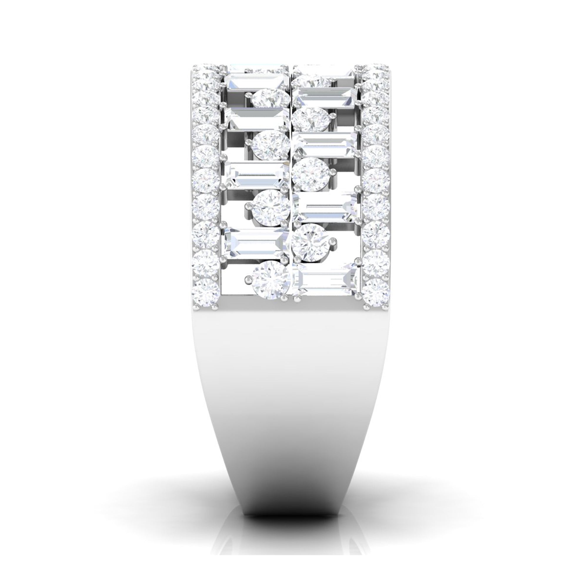 Rosec Jewels-Designer Round and Baguette Cut Zircon Wedding Band
