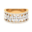 Rosec Jewels-Designer Round and Baguette Cut Zircon Wedding Band
