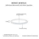 Certified Moissanite Simple Half Eternity Ring Moissanite - ( D-VS1 ) - Color and Clarity - Rosec Jewels