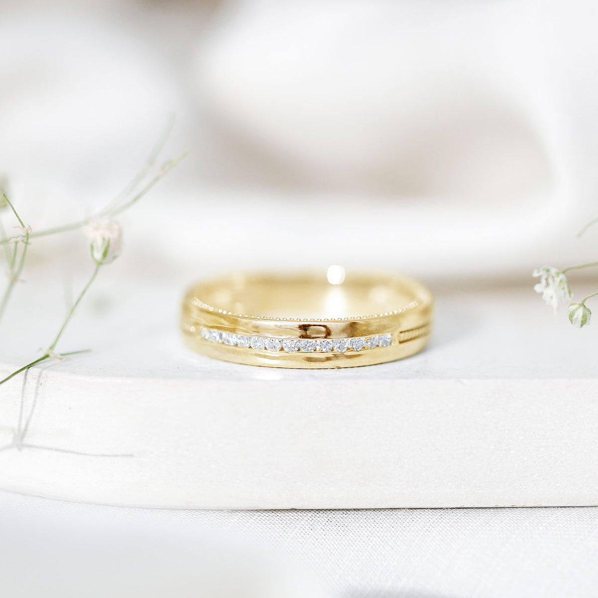 Brilliant Cut Moissanite Wedding Band D-VS1 - Rosec Jewels