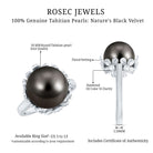 10MM Solitaire Tahitian Black Pearl Engagement Ring with Floral Setting AAA - Rosec Jewels