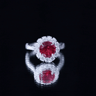Rosec Jewels-Round Lab Created Ruby and Moissanite Halo Engagement Ring