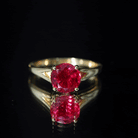 2.3 Carat Round Lab Grown Ruby Solitaire Engagement Ring in Split Shank AAAA - Rosec Jewels