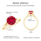 2.3 Carat Round Lab Grown Ruby Solitaire Engagement Ring in Split Shank AAAA - Rosec Jewels