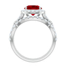Rosec Jewels-Round Cut Lab Created Ruby and Moissanite Bridal Ring Set