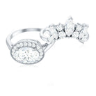 Rosec Jewels-Designer Moissanite Oval Halo Wedding Ring Set with Certificate