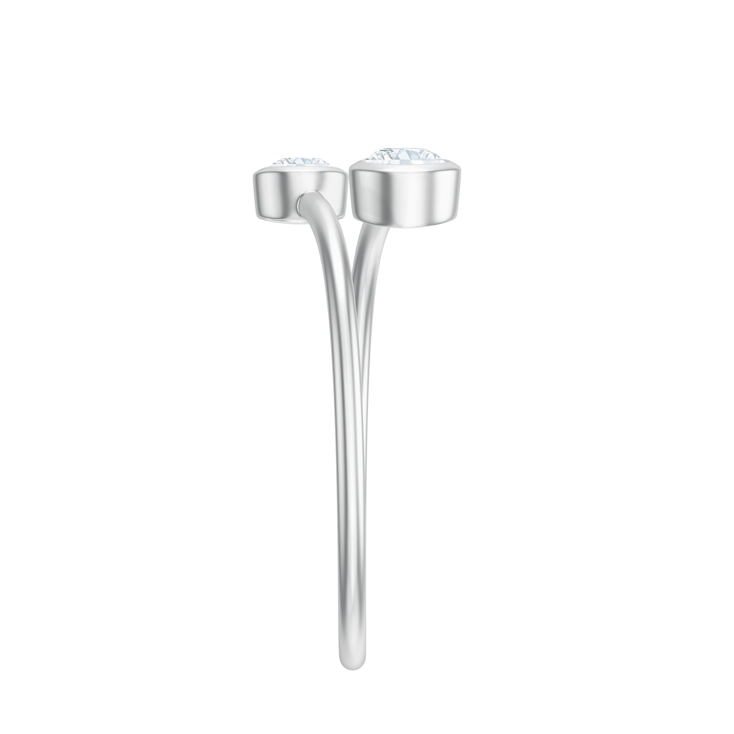 Bezel Set Diamond Toi Et Moi Ring for Promise Natural - ( HI-SI ) - Rosec Jewels