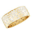 Certified Moissanite Wide Wedding Band in Flush Setting D-VS1 - Rosec Jewels