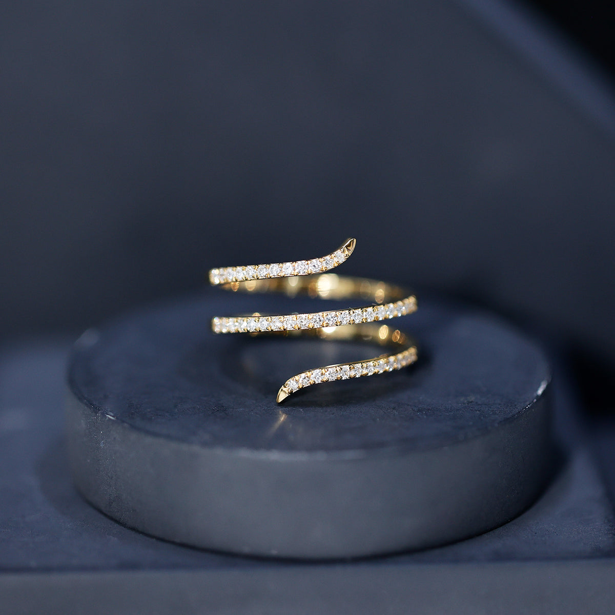 Certified Diamond Spiral Ring For Women Natural - ( HI-SI ) - Rosec Jewels