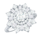 Certified Brilliant Cut Moissanite Cocktail Engagement Ring for Women D-VS1 - Rosec Jewels