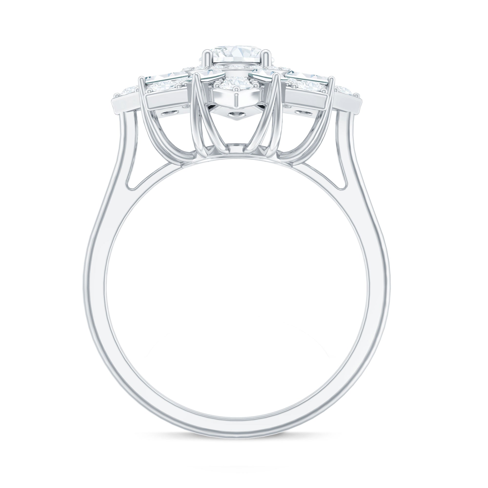 Certified Brilliant Cut Moissanite Cocktail Engagement Ring for Women D-VS1 - Rosec Jewels