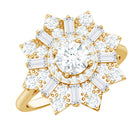 Certified Brilliant Cut Moissanite Cocktail Engagement Ring for Women D-VS1 - Rosec Jewels