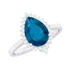 Rosec Jewels-Pear Shaped London Blue Topaz and Diamond Statement Engagement Ring