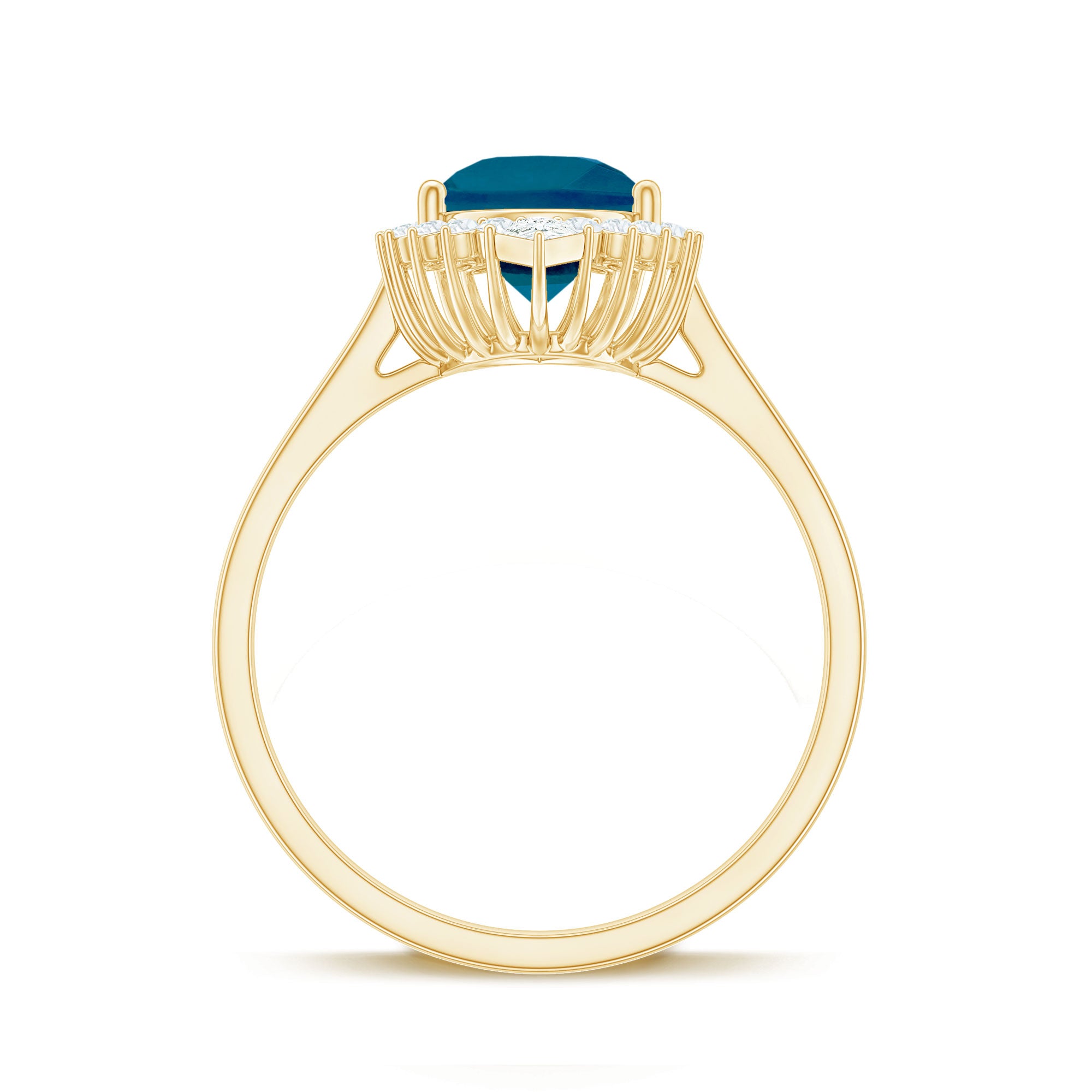 Rosec Jewels-Pear Shaped London Blue Topaz and Diamond Statement Engagement Ring