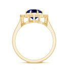 Certified 2.7 Carat Lab Grown Blue Sapphire Engagement Ring with Diamond Star Halo AAAA - Rosec Jewels