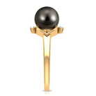 Genuine Tahitian Pearl Solitaire Split Shank Engagement Ring with Diamond AAA - Rosec Jewels