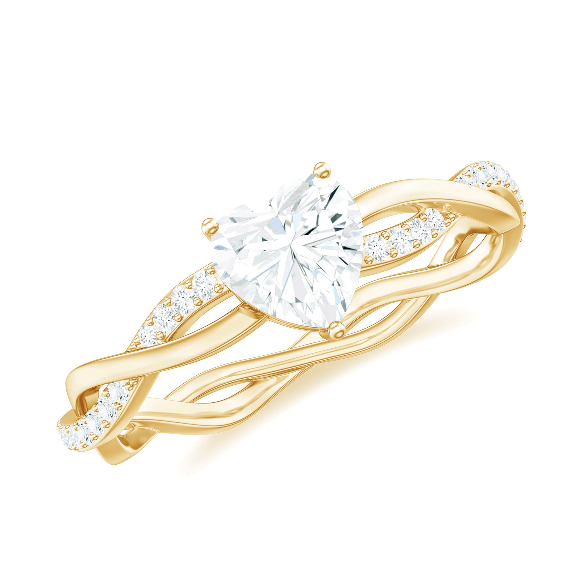 Heart Shape Moissanite Solitaire Braided Promise Ring Moissanite - ( D-VS1 ) - Color and Clarity - Rosec Jewels