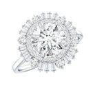 Certified Moissanite Double Halo Engagement Ring for Women D-VS1 - Rosec Jewels