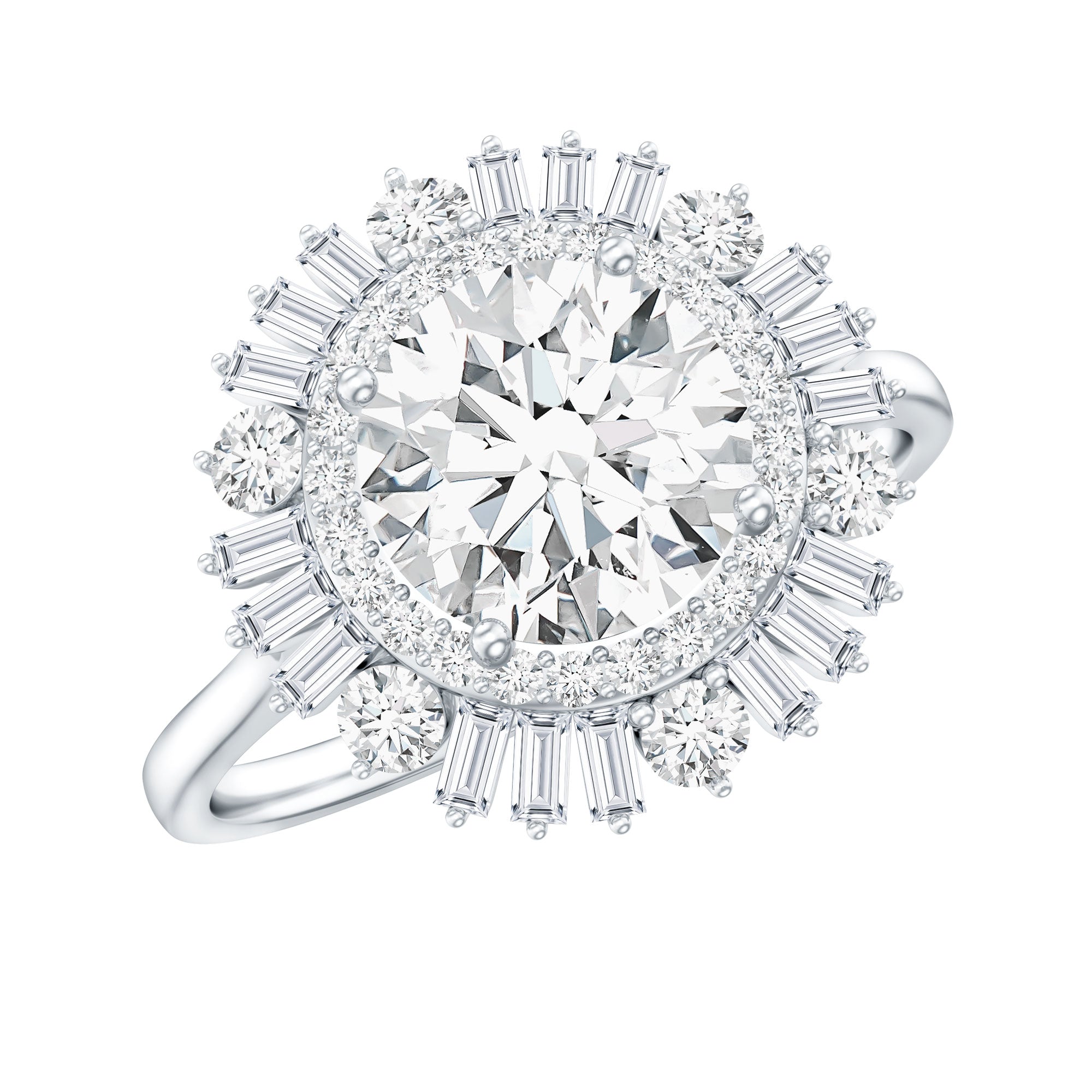 Certified Moissanite Double Halo Engagement Ring for Women D-VS1 - Rosec Jewels