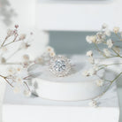 Certified Moissanite Double Halo Engagement Ring for Women D-VS1 - Rosec Jewels