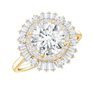 Certified Moissanite Double Halo Engagement Ring for Women D-VS1 - Rosec Jewels