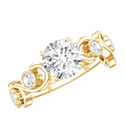 Certified Moissanite Engagement Ring with Ivy Scroll Shank D-VS1 - Rosec Jewels