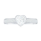 Bezel Set Moissanite Heart Shaped Engagement Ring with Side Stones D-VS1 - Rosec Jewels