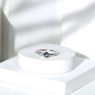 Round London Blue Topaz and Lab Diamond Two Stone Promise Ring For Her AAA - Rosec Jewels