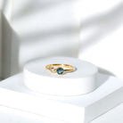 Round London Blue Topaz and Lab Diamond Two Stone Promise Ring For Her AAA - Rosec Jewels