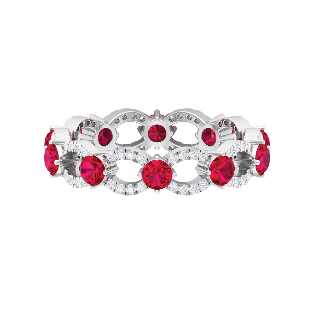 1.75 CT Lab Created Ruby Full Eternity Ring with Diamond Lab Created Ruby - ( AAAA ) - Quality - Rosec Jewels