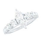 Rosec Jewels-Marquise Cut Moissanite Engagement Ring with Side Stones