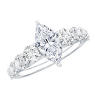 Rosec Jewels-Marquise Cut Moissanite Engagement Ring with Side Stones