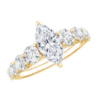 Rosec Jewels-Marquise Cut Moissanite Engagement Ring with Side Stones