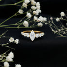 Rosec Jewels-Marquise Cut Moissanite Engagement Ring with Side Stones