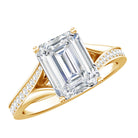 IGI Certified 3 Carat Lab Grown Diamond Emerald Cut Engagement Ring in Split Shank Lab - ( E-VS1 ) - Rosec Jewels