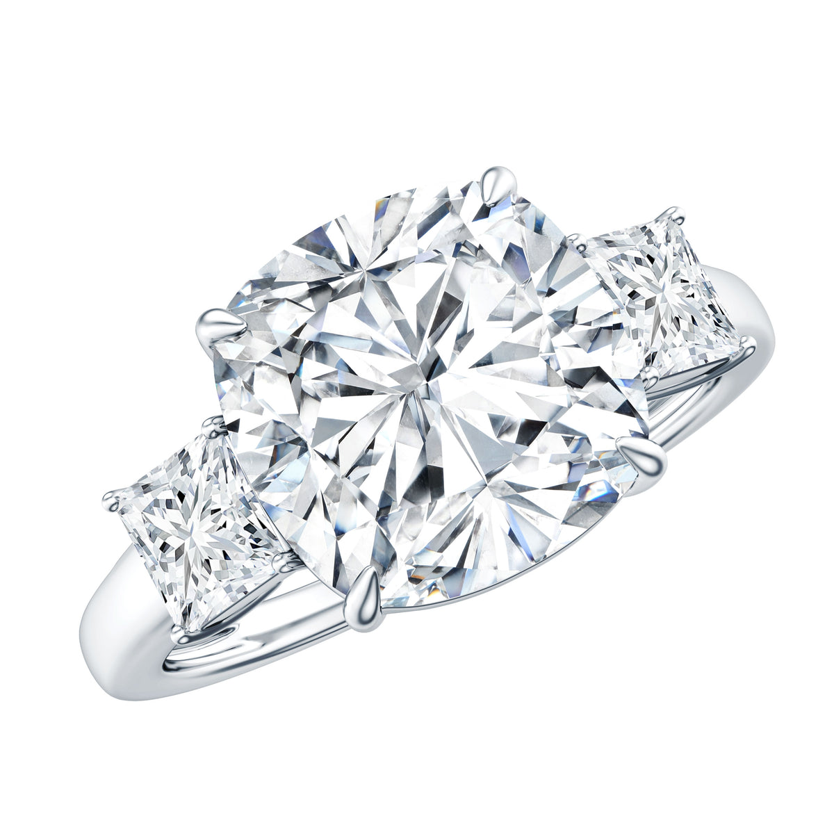 5 Carat Cushion Cut Lab Grown Diamond Journey Ring with IGI Certificate Lab - ( E-VS1 ) - Rosec Jewels