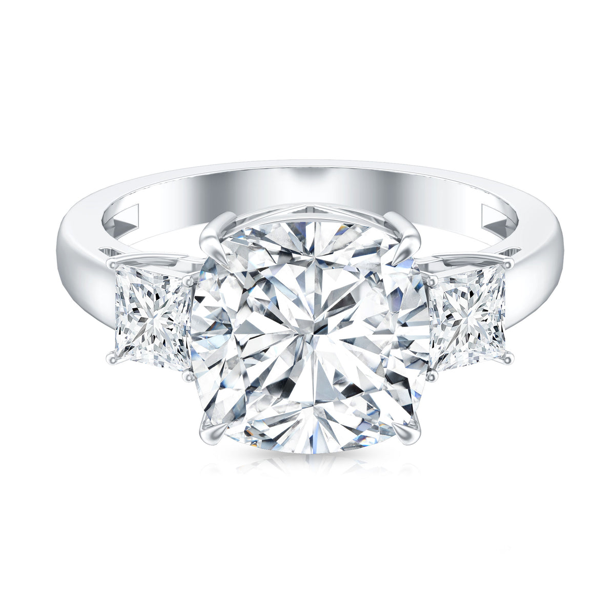5 Carat Cushion Cut Lab Grown Diamond Journey Ring with IGI Certificate Lab - ( E-VS1 ) - Rosec Jewels