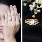 IGI Graded Lab Grown 1 Carat Diamond Engagement Ring with Wedding Band Lab - ( E-VS1 ) - Rosec Jewels