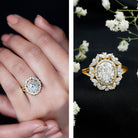 IGI Verified 2 Carat Oval Lab Grown Diamond Statement Engagement Ring with Double Halo Lab - ( E-VS1 ) - Rosec Jewels