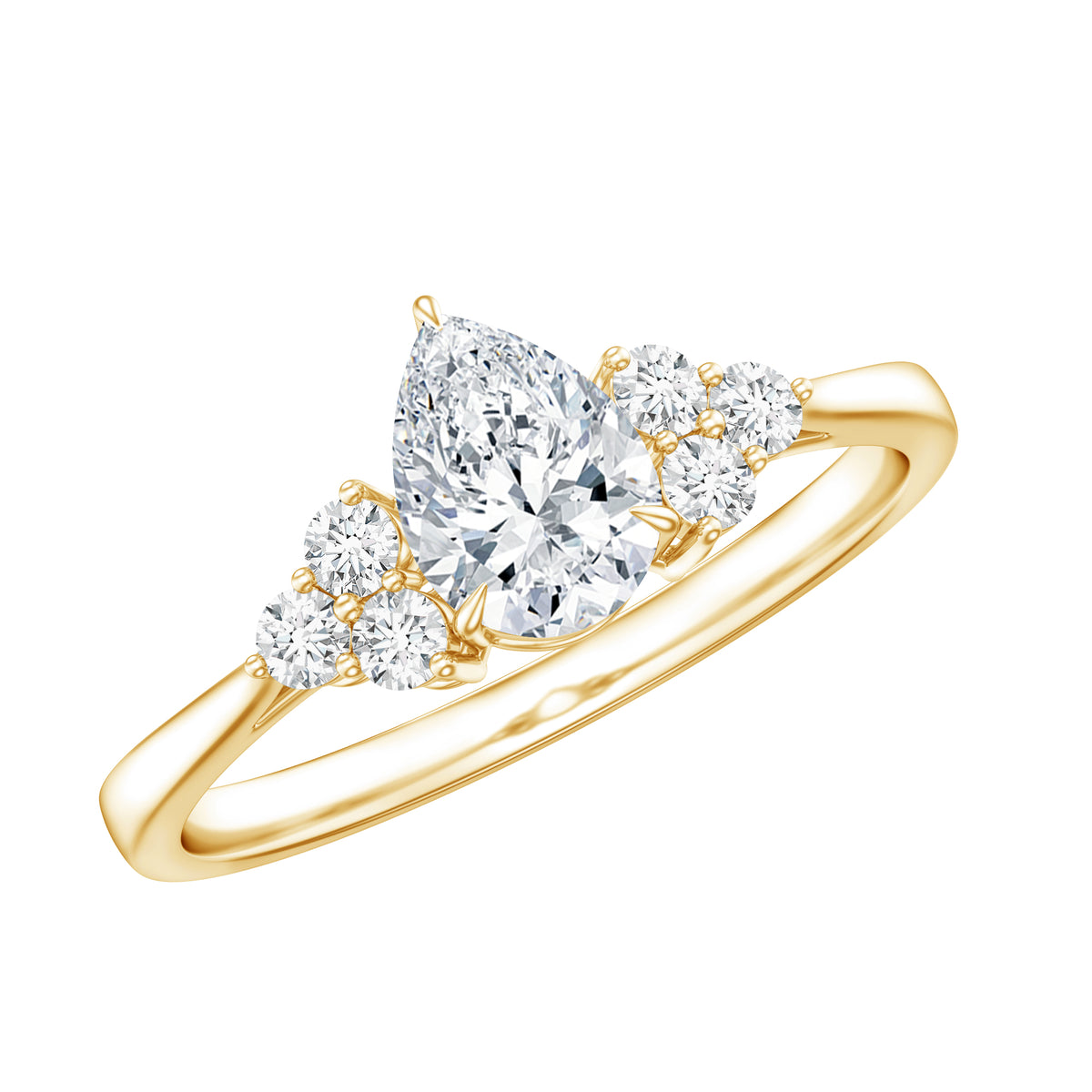 1 Carat Lab Grown Pear Diamond Engagement Ring IGI Certified Lab - ( E-VS1 ) - Rosec Jewels