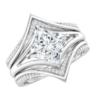 IGI Graded 3 Carat Lab Grown Diamond Princess Cut Engagement Ring with Enhancers Lab - ( E-VS1 ) - Rosec Jewels