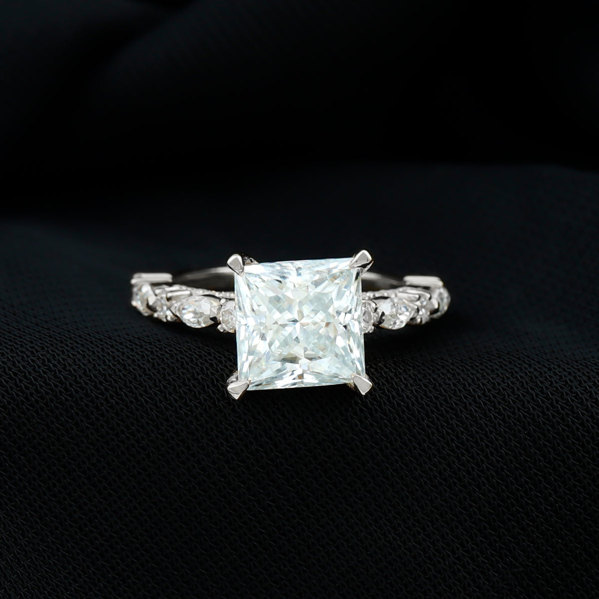 4 Carat Princess Cut Lab Grown Diamond Designer Engagement Ring IGI Certified Lab - ( E-VS1 ) - Rosec Jewels