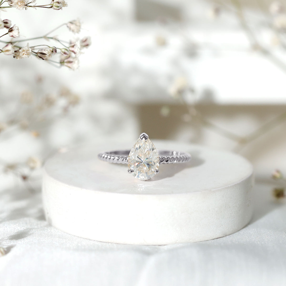 Lab Grown 2 Carat Diamond Teardrop Engagement Ring with IGI Certificate Lab - ( E-VS1 ) - Rosec Jewels