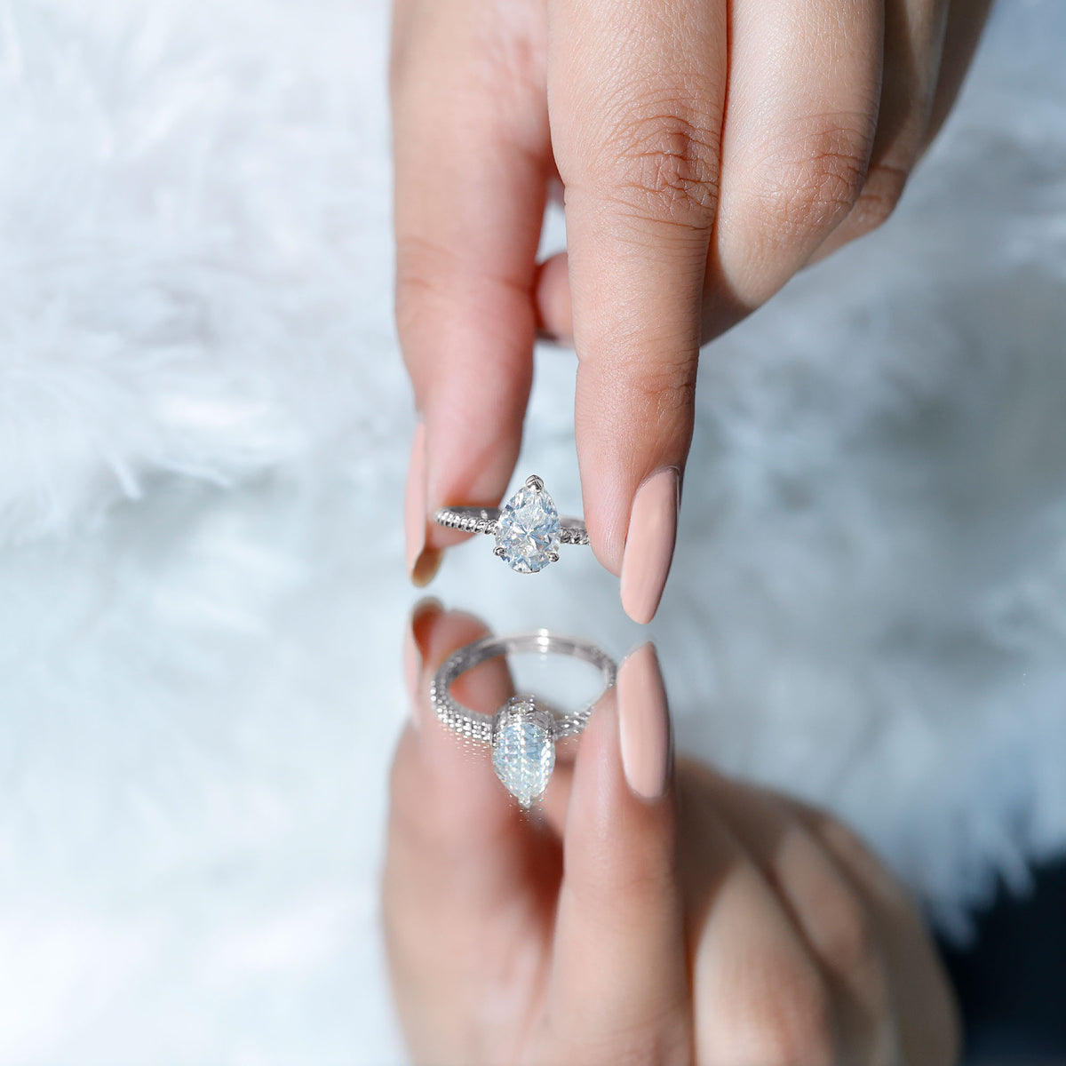 Lab Grown 2 Carat Diamond Teardrop Engagement Ring with IGI Certificate Lab - ( E-VS1 ) - Rosec Jewels