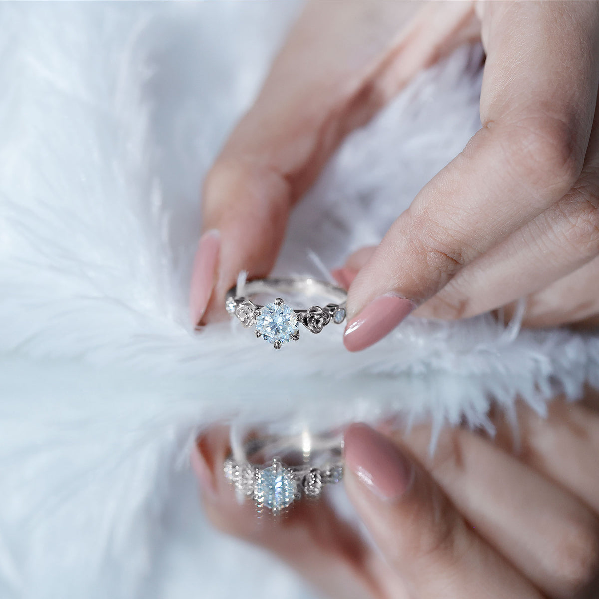 2 Carat Lab Grown Diamond Rose Flower Engagement Ring IGI Verified Lab - ( E-VS1 ) - Rosec Jewels