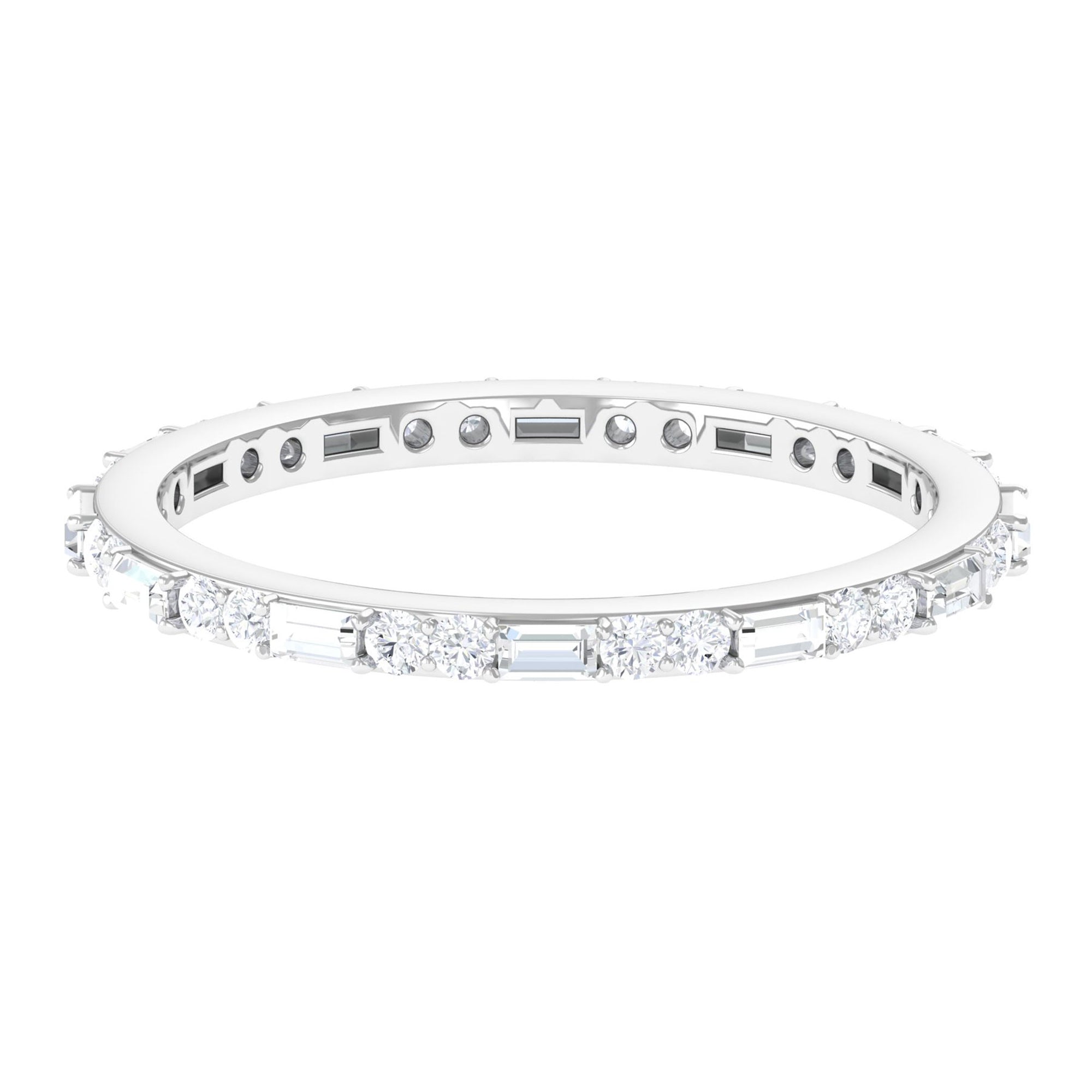 Natural Diamond Eternity Ring For Women Diamond - ( HI-SI ) - Color and Clarity 14K White Gold 7.5 - Rosec Jewels
