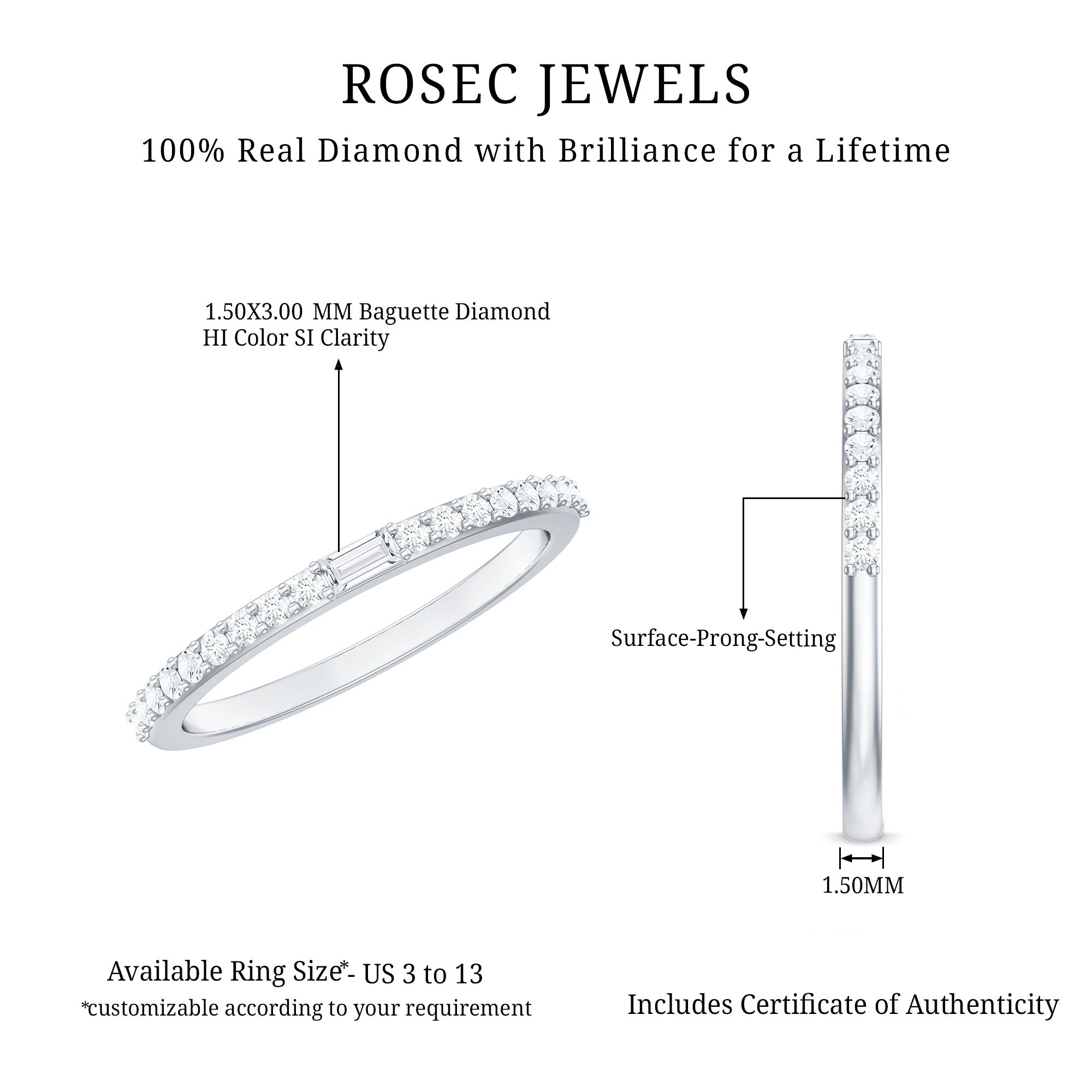 Rosec Jewels-Real Diamond Half Eternity Ring