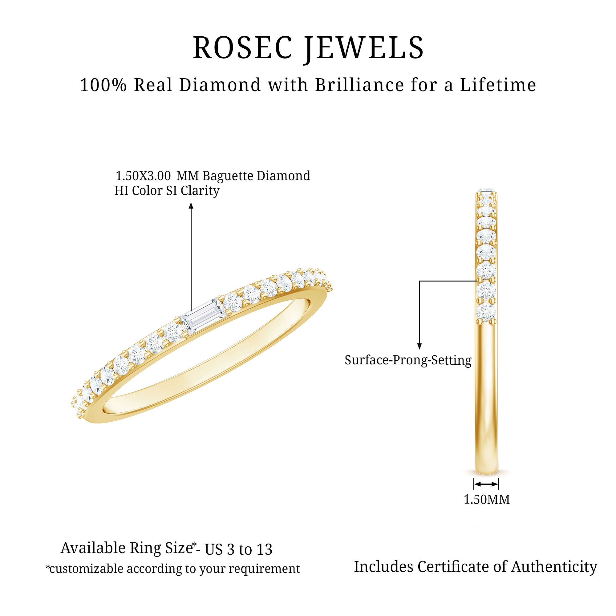 Rosec Jewels-Real Diamond Half Eternity Ring