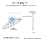 Certified Natural Aquamarine Engagement Ring with Diamond Halo AAA - Rosec Jewels
