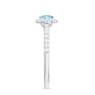 Certified Natural Aquamarine Engagement Ring with Diamond Halo AAA - Rosec Jewels